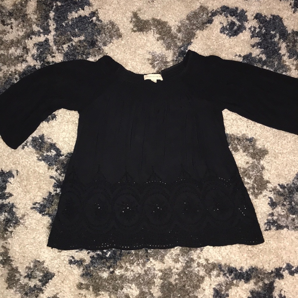 Love-stitch Black off the shoulder shirt